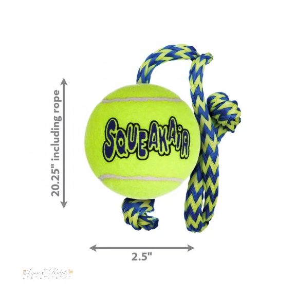 KONG SqueakAir Ball Teniszladba Kötéllel Kutyajáték M