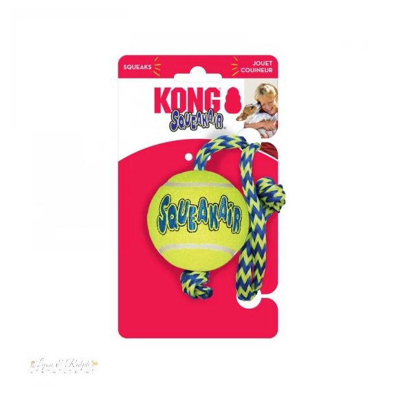 KONG SqueakAir Ball Teniszladba Kötéllel Kutyajáték M