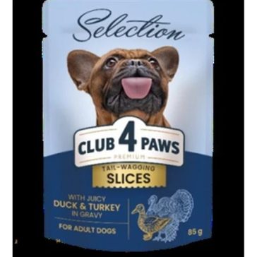   Club 4 Paws Premium Plusz Alutasakos Válogatás Kacsa és Pulykahússal szószban 85g