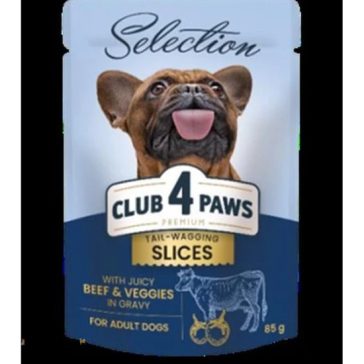   Club 4 Paws Premium Plusz Alutasakos Válogatás Marhahússal és Zöldséggel zselében 85g
