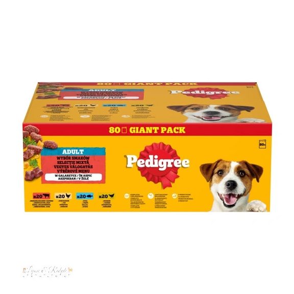 Pedigree alutasakos eledel felnőtt kutyák számára, zselés válogatás 80*100g