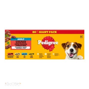   Pedigree alutasakos eledel felnőtt kutyák számára, zselés válogatás 80*100g