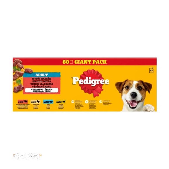 Pedigree alutasakos eledel felnőtt kutyák számára, zselés válogatás 80*100g