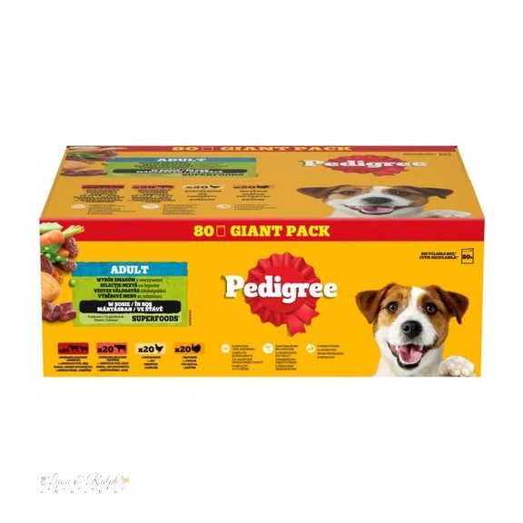 Pedigree alutasakos eledel felnőtt kutyák számára, szószos válogatás 80*100g