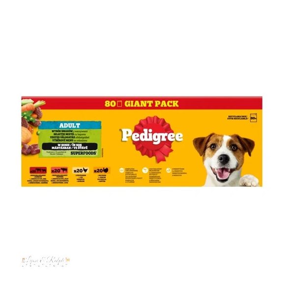 Pedigree alutasakos eledel felnőtt kutyák számára, szószos válogatás 80*100g