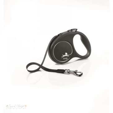   Flexi Black Design szalagos automata póráz S 5m 15kg-ig ezüst