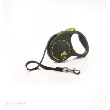   Flexi Black Design szalagos automata póráz S 5m 15kg-ig zöld
