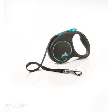   Flexi Black Design szalagos automata póráz S 5m 15kg-ig kék