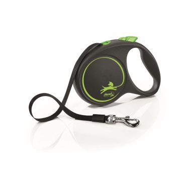  Flexi Black Design szalagos automata póráz M 5m 25kg-ig zöld