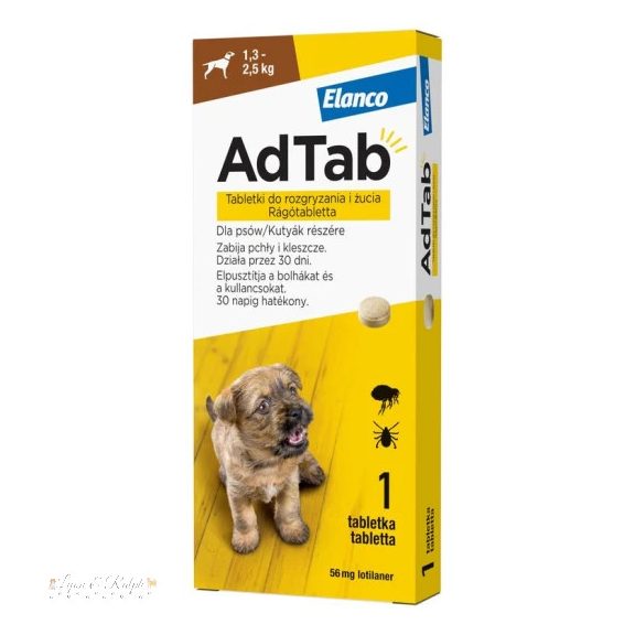 AdTab 56mg rágótabletta kutyák részére (1,3-2,5 kg)