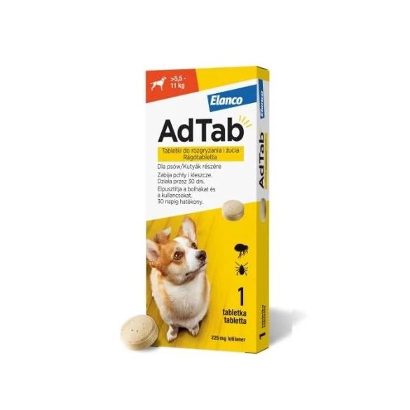 AdTab rágótabletta közepes testű kutyáknak (>5,5-11 kg) 225mg