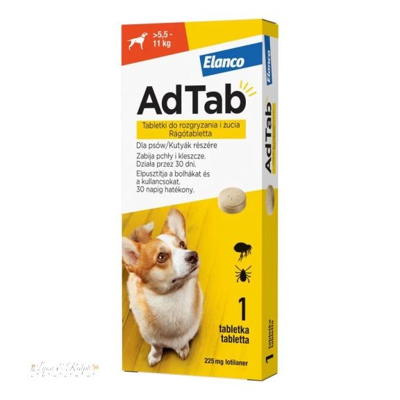 AdTab rágótabletta közepes testű kutyáknak (>5,5-11 kg) 225mg