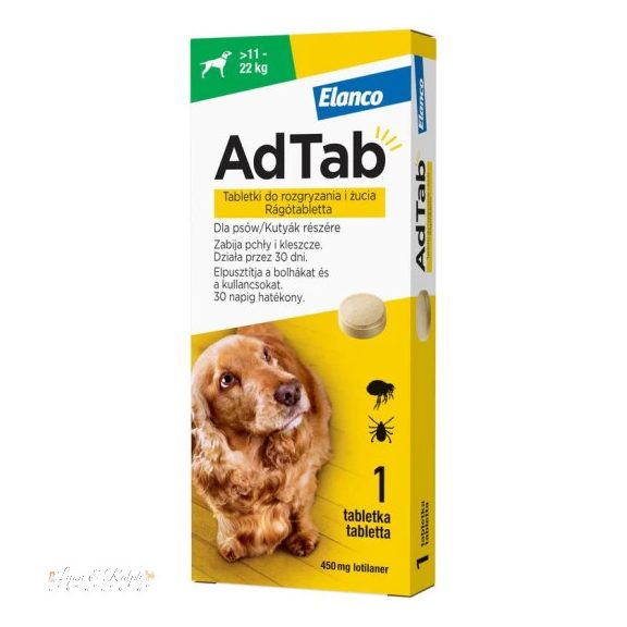AdTab rágótabletta nagy testű kutyáknak (>11-22 kg) 450mg