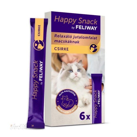 Happy Snack by Feliway csirke, krémes, relaxáló jutalomfalat macskáknak 6 db
