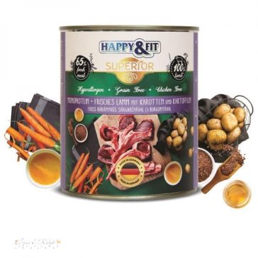   Happy&Fit Superior Dog Monoprotein konzerv friss bárányhús sárgarépával, burgonyával 800g