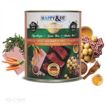   Happy&Fit Superior Dog Monoprotein konzerv friss vaddisznóhús sárgarépával, burgonyával 800g