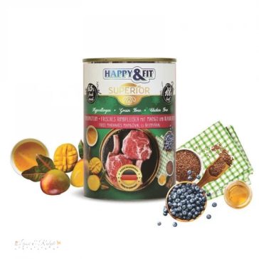   Happy&Fit Superior Dog Monoprotein konzerv friss marhahús mangóval, áfonyával 400g
