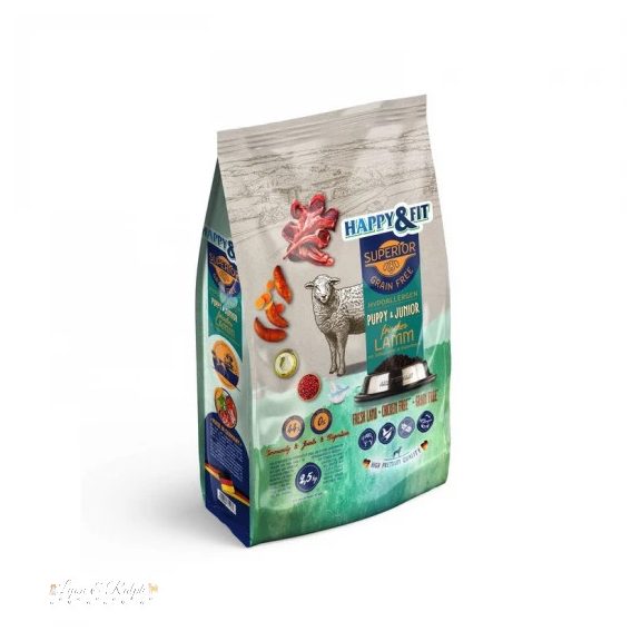 Happy&Fit Superior Puppy&Junior Hipoallergén, Gabonamentes Bárány édesburgonyával 2,5kg