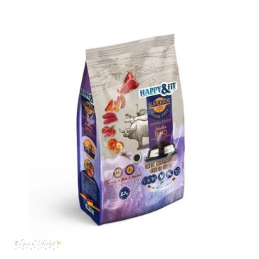   Happy&Fit Superior Adult Hipoallergén, Gabonamentes Marha, strucc, vízibivaly, sütőtökkel 2,5kg