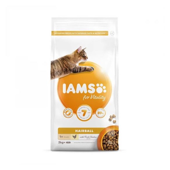 Iams Cat Adult Hairball Control csirke macskatáp 2kg