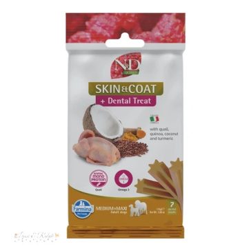   N&D Quinoa Dog Jutalomfalat Skin&coat Quail Adult Med&Max 100g