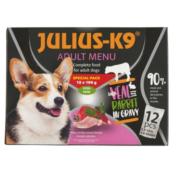 Julius-K9 - Special Pack - Veal & Rabbit - Borjú és Nyúl Szószban 12×100g