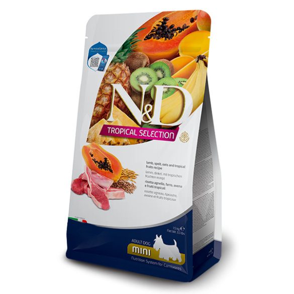 N&D Bárány, tönkölybúza, zab, trópusi gyümölcsök Felnőtt Mini 1,5 kg