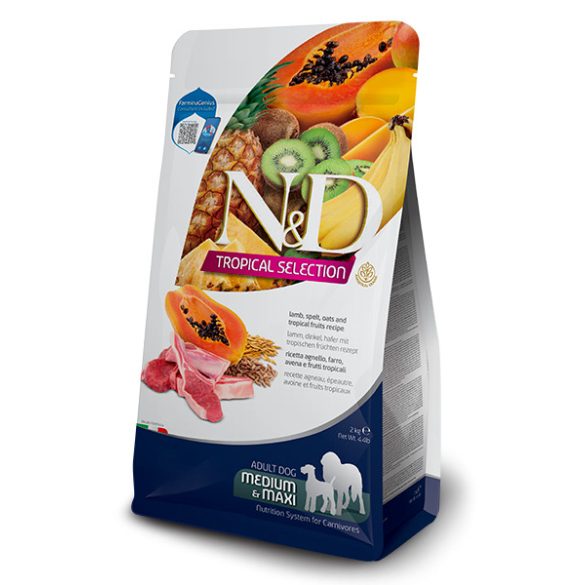 N&D Bárány, tönkölybúza, zab, trópusi gyümölcsök Felnőtt Medium & Maxi 2 kg
