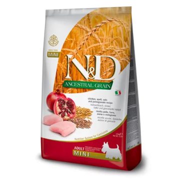   N&D Dog Ancestral Grain csirke, tönköly, zab & gránátalma adult mini 2,5kg