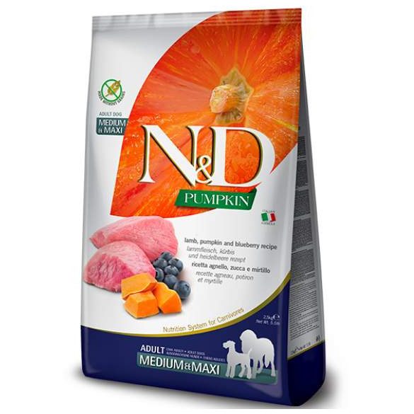 N&D Dog Grain Free bárány & áfonya sütőtökkel adult medium/maxi 2,5kg