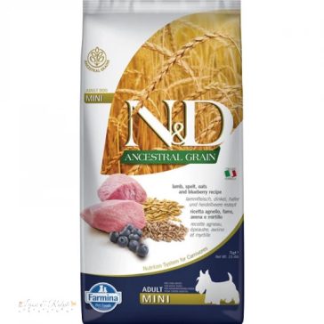   N&D Ancestral Grain Dog bárány,tönköly,zab&áfonya adult mini 7kg