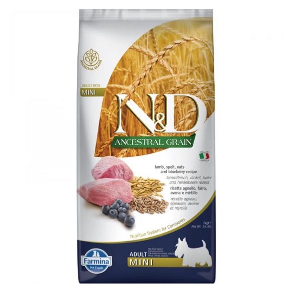  N&D Dog Ancestral Grain bárány,tönköly,zab & áfonya adult mini 7kg