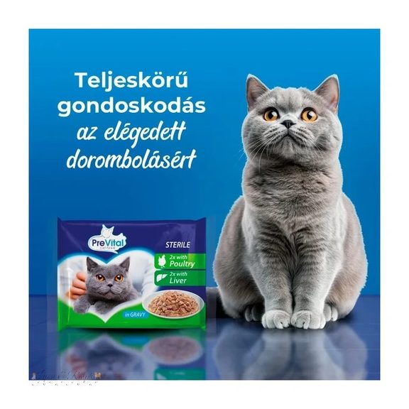 Prevital Alutasakos Macskaeledel Steril Máj-Baromfi 4x100g Multipack