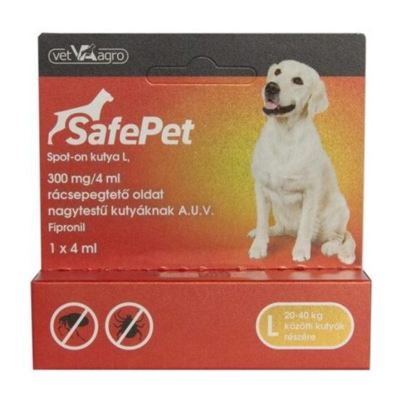 SafePet 300 mg/4 ml spot on kutya L 20-40 kg 1x