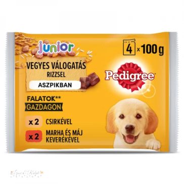   Pedigree alutasak Multipack Junior Csirke & rizs, Marha & rizs 4x100g