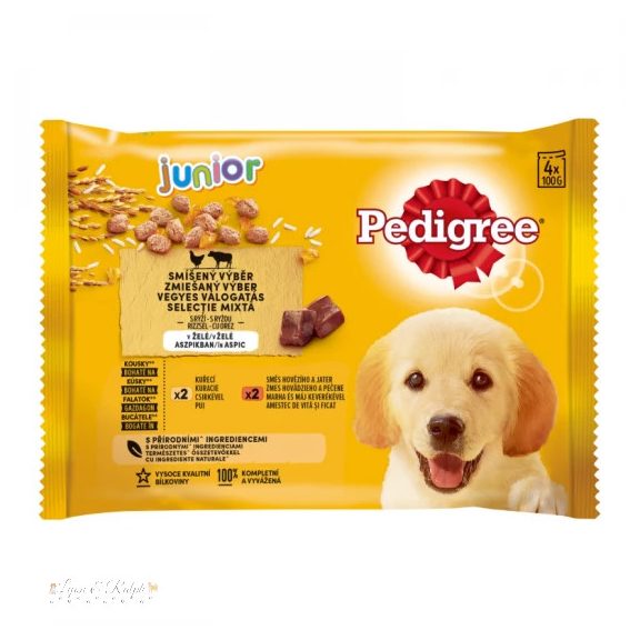 Pedigree alutasak Multipack Junior Csirke & rizs, Marha & rizs 4x100g