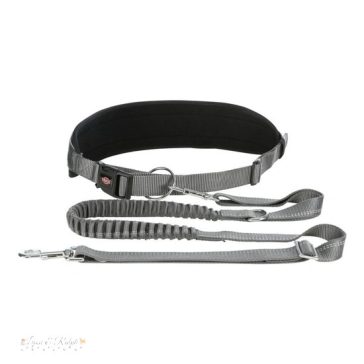   Trixie derékra rögzíthető póráz futáshoz 75-120cm/9 cm, 1,2-1,5m/25mm szürke