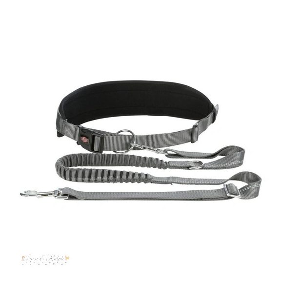 Trixie derékra rögzíthető póráz futáshoz 75-120cm/9 cm, 1,2-1,5m/25mm szürke