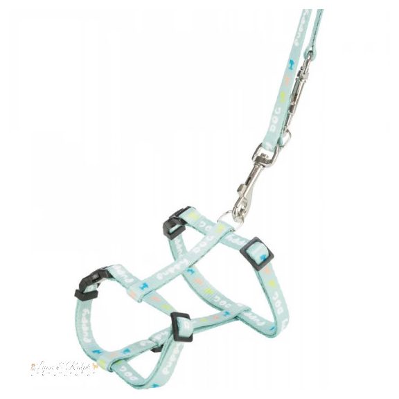 Trixie Hám pórázzal Junior & Puppy M–L: 27–45 cm/10 mm, 2m, menta