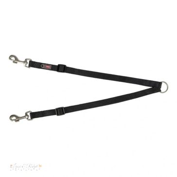   Trixie Póráz Premium Kettős vezető  M-L: 40-70 cm/20 mm, Fekete