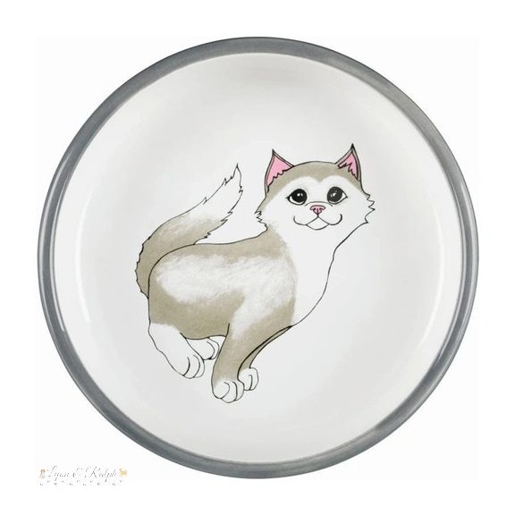 Trixie Tál kerámia macskának cica mintával 0,3l/15cm szürke/fehér