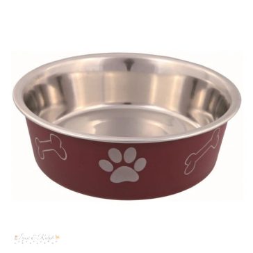   Trixie műanyaggal bevont tappancs mintás fém tál 0,45l/14cm
