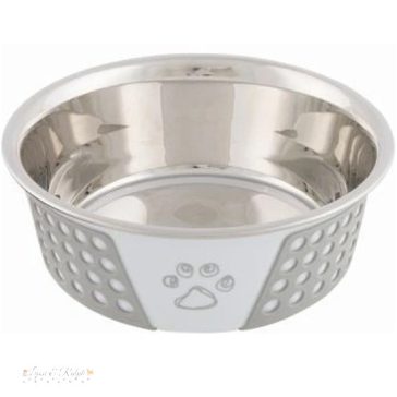   Trixie szilikonnal bevont fém tál 0,75l/17cm fehér/szürke