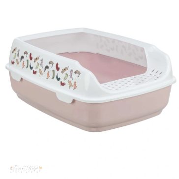   Macska Alomtálca Delio, Peremes, Nyomott mintával, 38 × 20 × 50 cm, Világos akáclila/Fehér