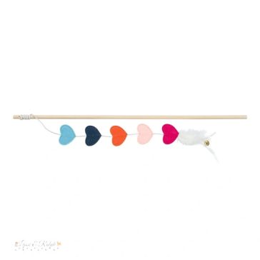 Játék macskának szívvel, filc, catnippel 48cm