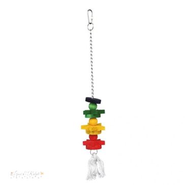 Játék Madárnak Színes Fa Lánccal, Kötéllel 30cm