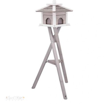   Trixie Kültéri madáretető Fából álló 46x35x46cm/1,35m, Szürke/Fehér
