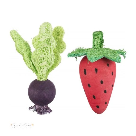 Trixie Játék Fa Rágcsálóknak Luffával Eper/Retek 6/9cm