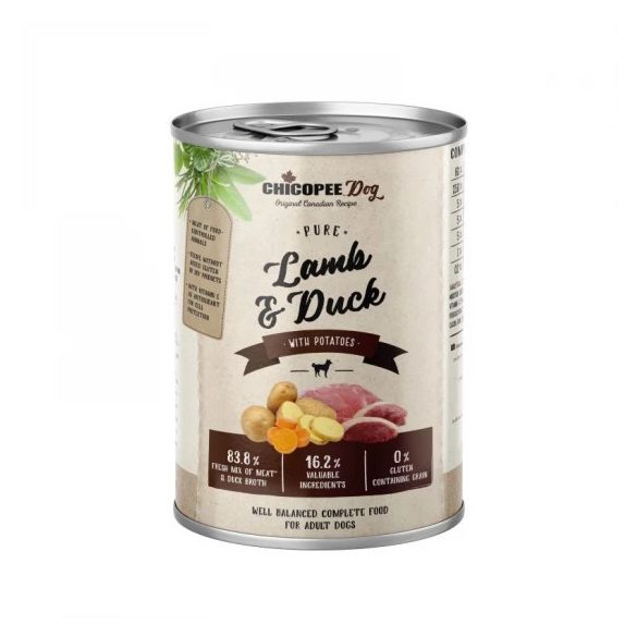 Chicopee konzerv Dog Adult Pure bárány, kacsa és burgonya 400g