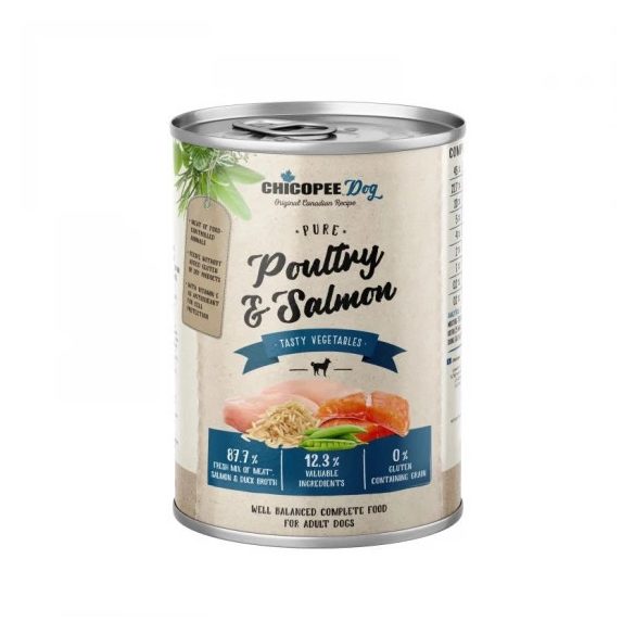 Chicopee konzerv Dog Adult Pure Poultry & Salmon fillet 400g